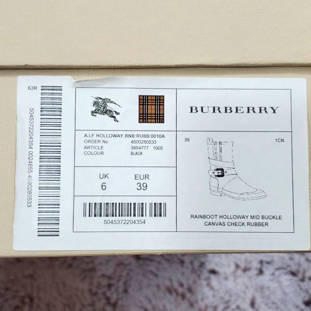 Authentic Burberry Nova Check Rain Boots - Picture 14 of 15